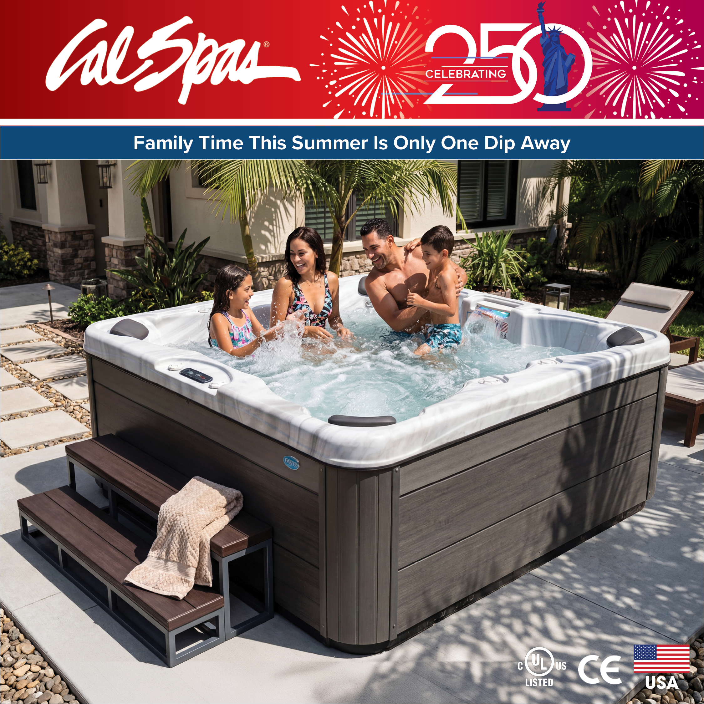 Calspas hot tub being used in a family setting - Conway